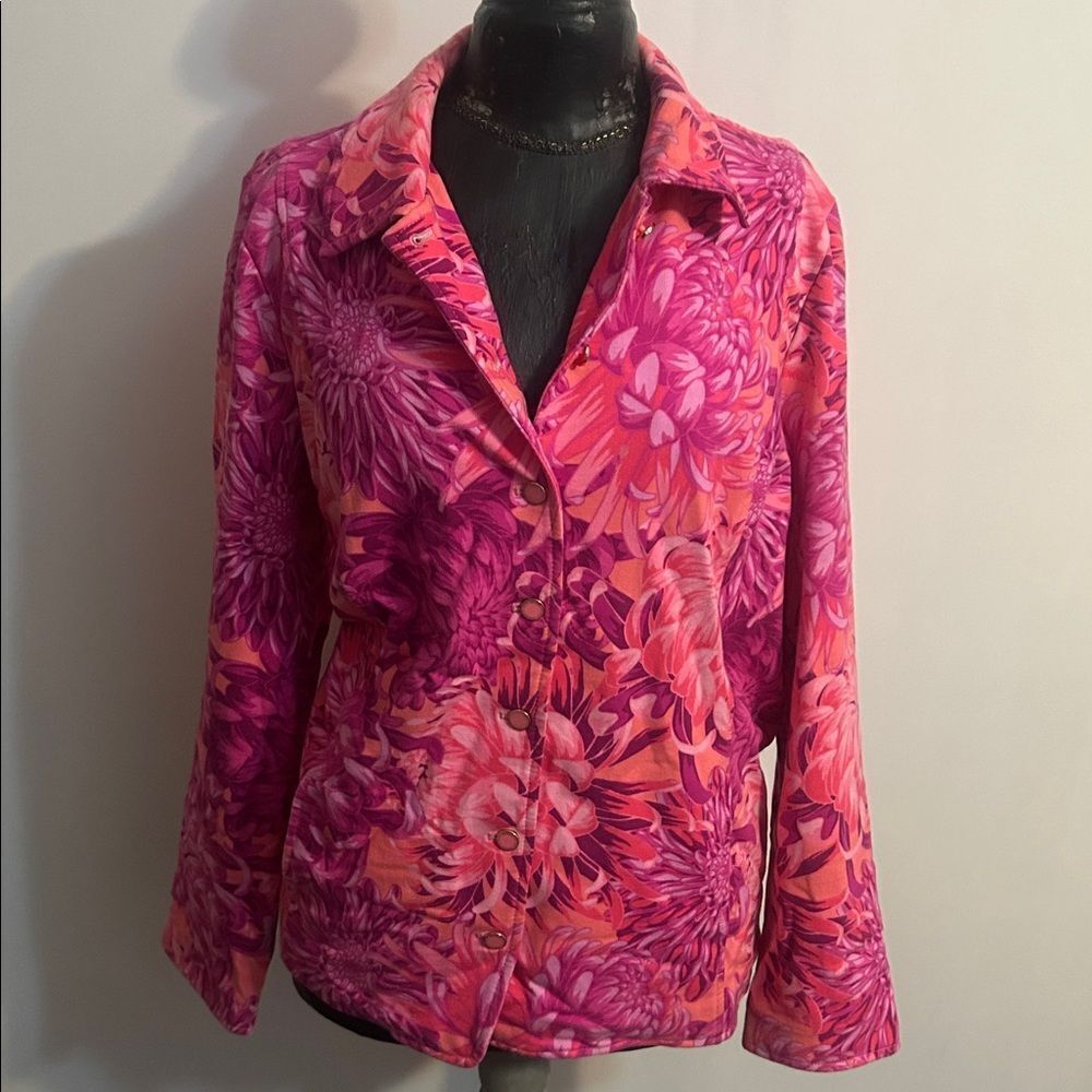 Isaac Mizrahi Live Pink Floral blazer, size XL